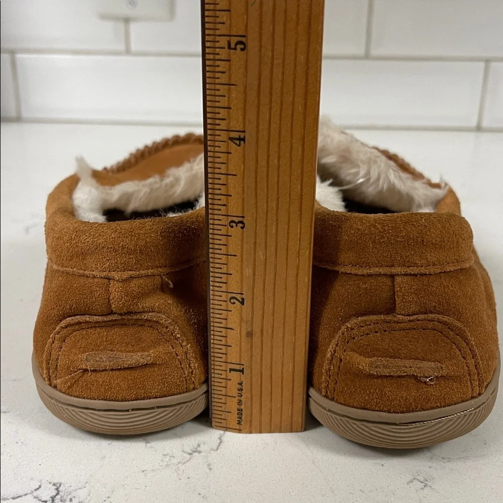 J. Crew Suede Scuff Slippers Men's Moccasin Slippers Size 7 Carmel Suede